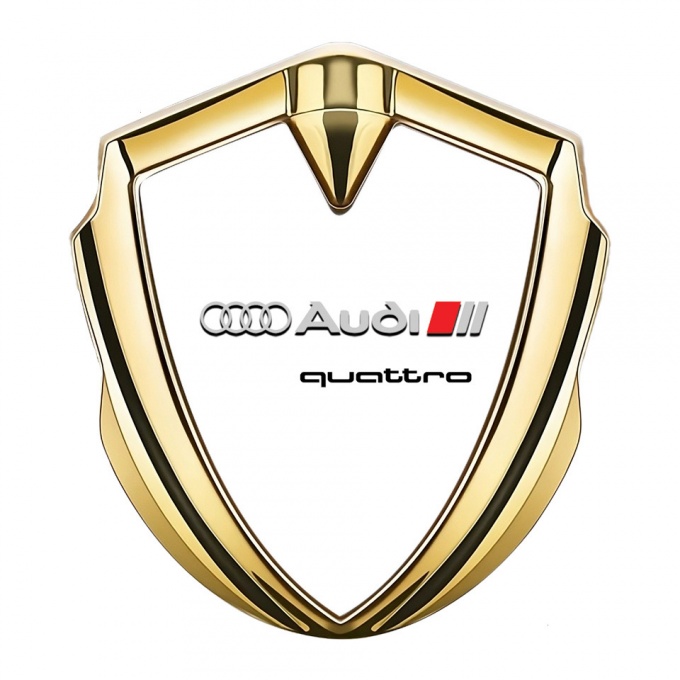 Audi Emblem Car Badge Gold White Background Quattro Edition