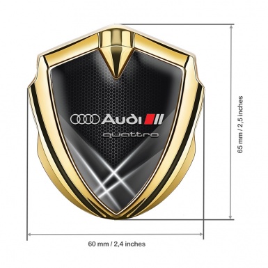 Audi Metal Emblem Self Adhesive Gold White Hex Light Quattro Design