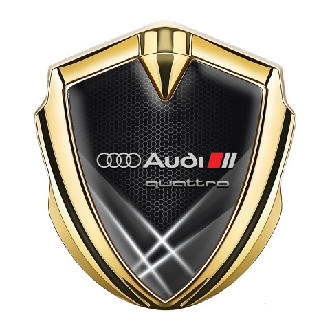 Audi Metal Emblem Self Adhesive Gold White Hex Light Quattro Design