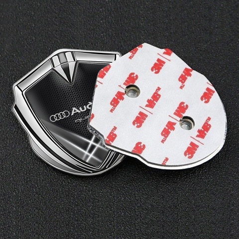 Audi Metal Emblem Self Adhesive Silver White Hex Light Quattro Design