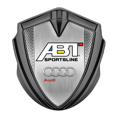Audi Metal 3D Domed Emblem Graphite Brushed Steel ABT Edition