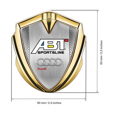 Audi Metal 3D Domed Emblem Gold Brushed Steel ABT Edition
