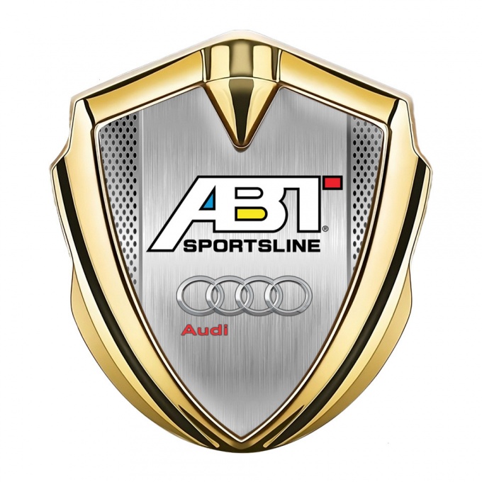 Audi Metal 3D Domed Emblem Gold Brushed Steel ABT Edition