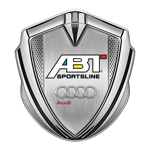 Audi Metal 3D Domed Emblem Silver Brushed Steel ABT Edition