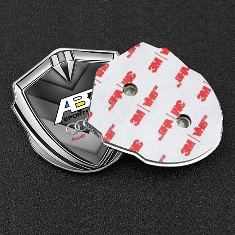 Audi Emblem Badge Self Adhesive Silver Grey Elements ABT Tuning