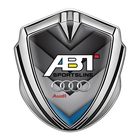 Audi Emblem Fender Badge Silver Blue Fragment ABT Sportsline