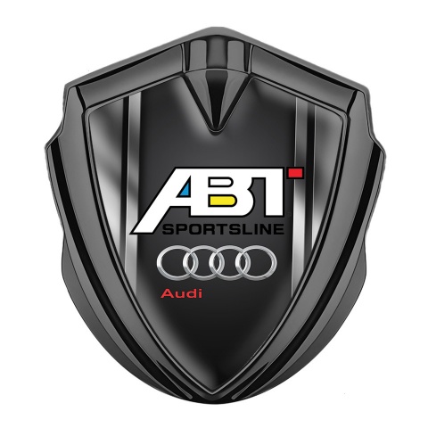 Audi Emblem Trunk Badge Graphite Polished Frame Chrome Logo Effect