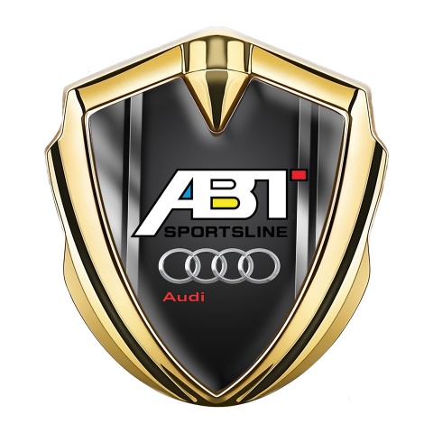 Audi Emblem Trunk Badge Gold Polished Frame Chrome Logo Effect