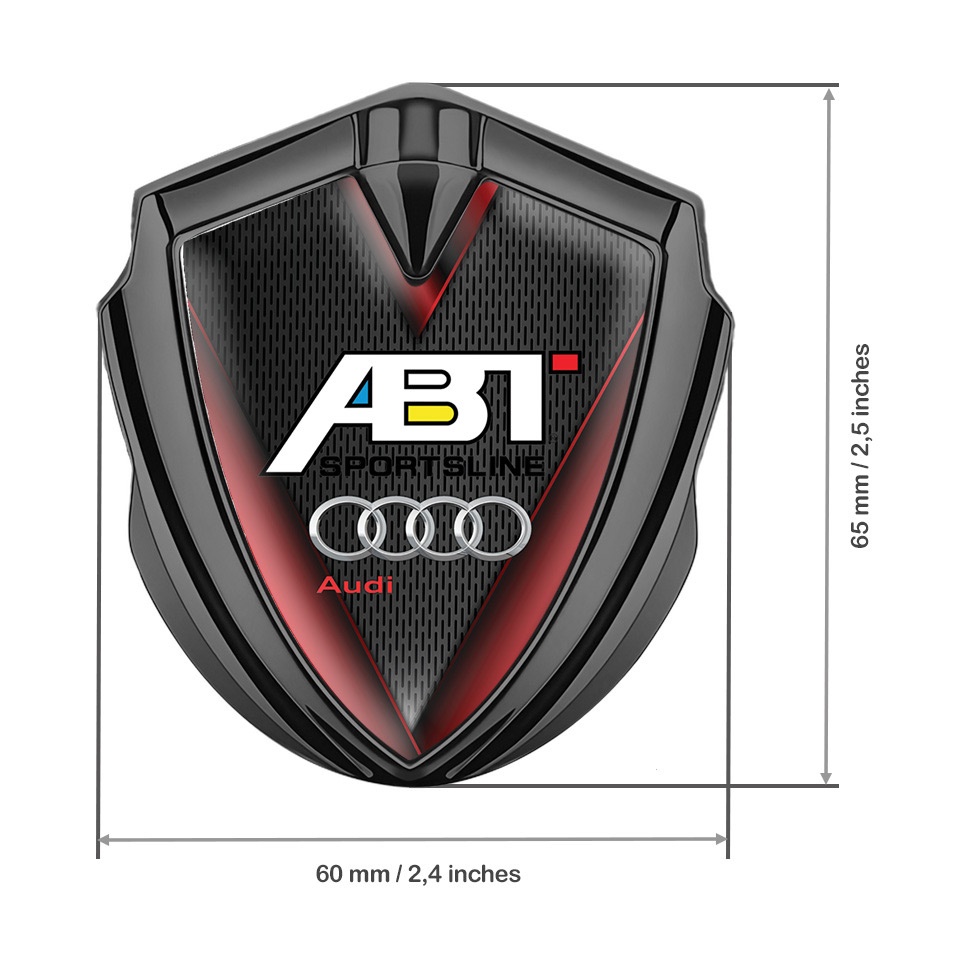 Audi Seitenflugel Emblem Aufkleber Graphit Tonfarbe mit Red Wing Effekt ...
