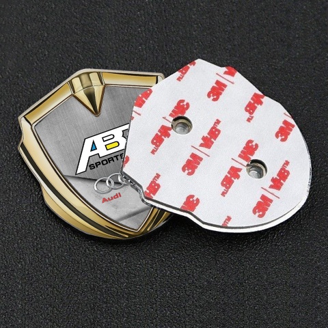Audi Emblem Badge Gold Stone Slab Effect Chrome Rings Edition