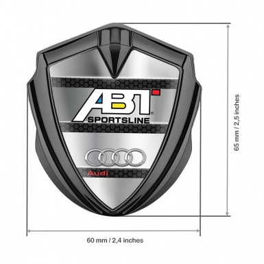 Audi Bodyside Domed Emblem Graphite Polished Metal Chrome Rings