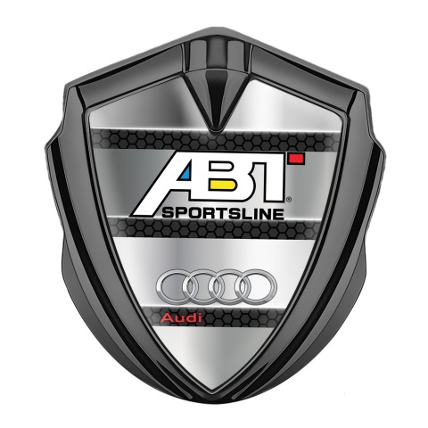 Audi Bodyside Domed Emblem Graphite Polished Metal Chrome Rings