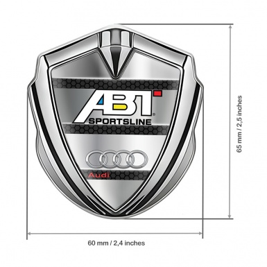 Audi Bodyside Domed Emblem Silver Polished Metal Chrome Rings