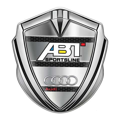 Audi Bodyside Domed Emblem Silver Polished Metal Chrome Rings