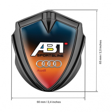 Audi 3D Domed Badge Graphite Gradient Texture Sportsline Chrome Rings