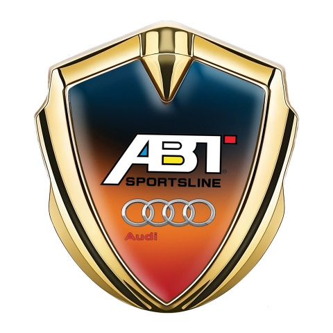 Audi 3D Domed Badge Gold Gradient Texture Sportsline Chrome Rings