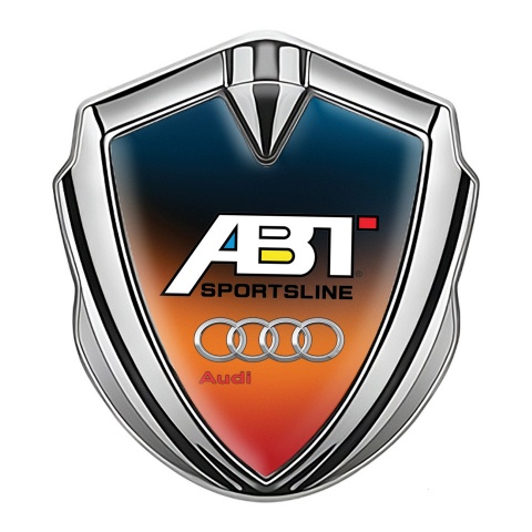 Audi 3D Domed Badge Silver Gradient Texture Sportsline Chrome Rings