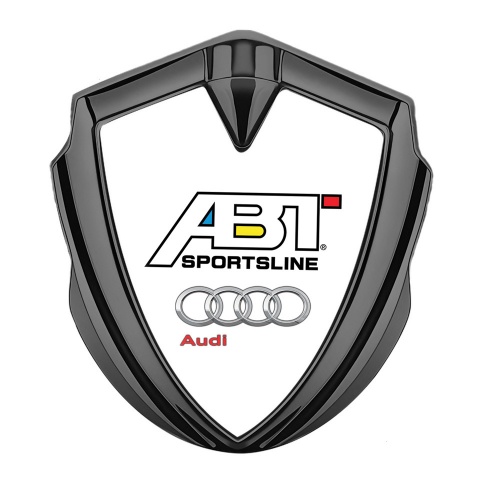 Audi Bodyside Emblem Self Adhesive Graphite White Base ABT Logo