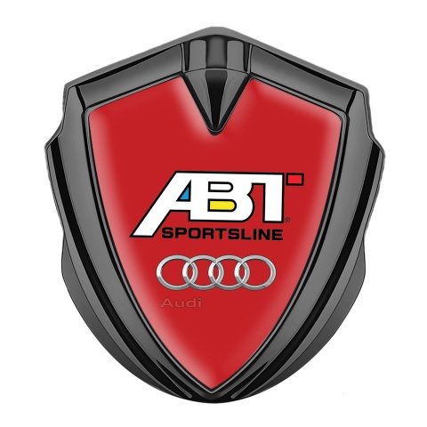 Audi Metal 3D Domed Emblem Graphite Red Fill Chrome Logo Sportsline