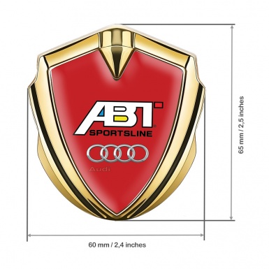 Audi Metal 3D Domed Emblem Gold Red Fill Chrome Logo Sportsline