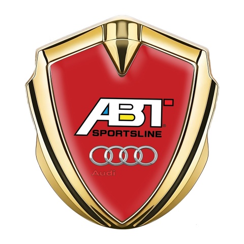 Audi Metal 3D Domed Emblem Gold Red Fill Chrome Logo Sportsline