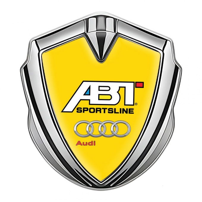 Audi Badge Self Adhesive Silver Yellow Background ABT Tuning Motif