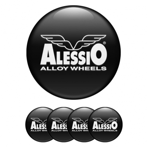 Alessio Wheel Stickers for Center Caps Black White Wings