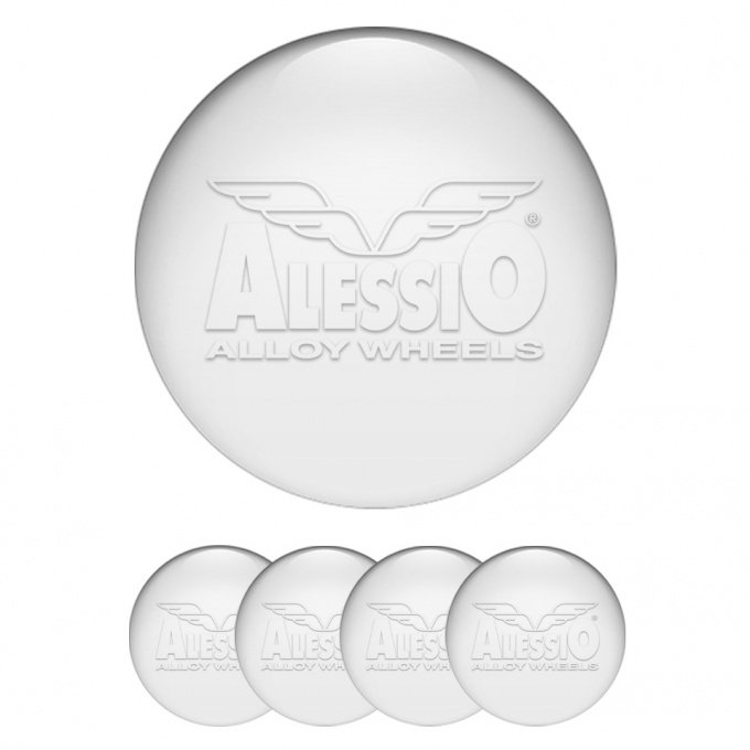 Alessio Emblems for Wheel Center Caps White Transparent Logo