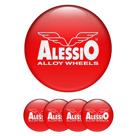 Alessio Emblems for Wheel Center Caps Red Clean Logo
