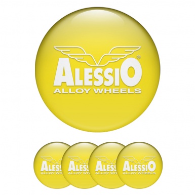 Alessio Wheel Emblem for Center Caps Yellow White Logo