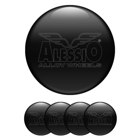 Alessio Emblems for Wheel Center Caps Black White Outline