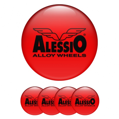 Alessio Emblem for Wheel Center Caps Red Black Logo