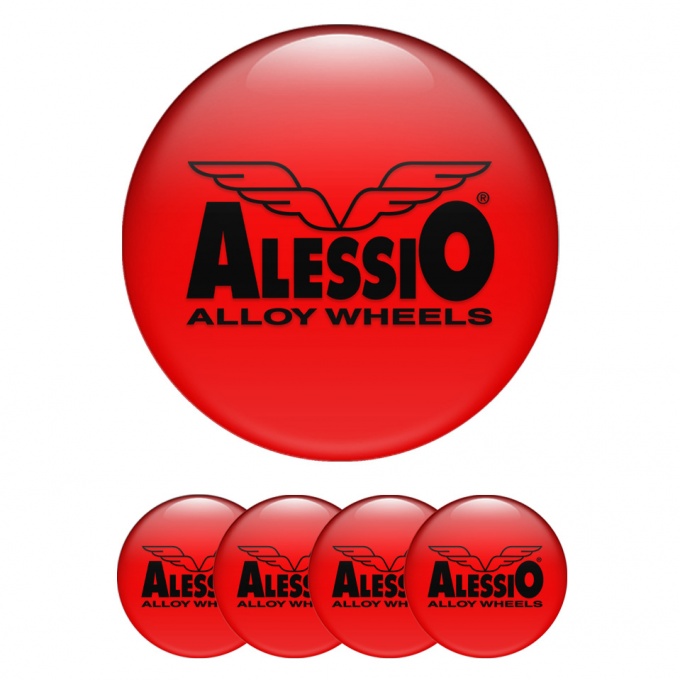 Alessio Emblem for Wheel Center Caps Red Black Logo
