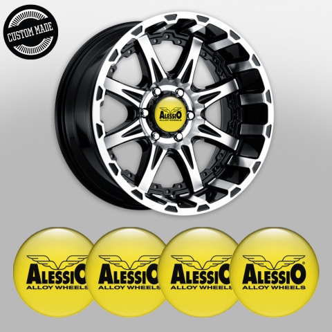 Alessio Wheel Emblem for Wheel Center Caps Yellow Black Logo