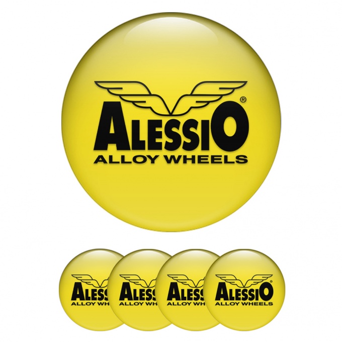 Alessio Wheel Emblem for Wheel Center Caps Yellow Black Logo