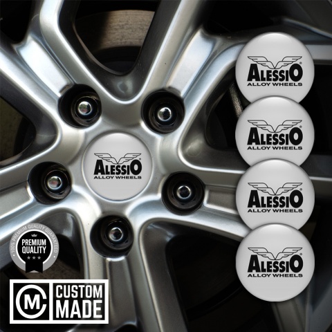 Alessio Wheel Emblems for Center Caps Grey Black Logo