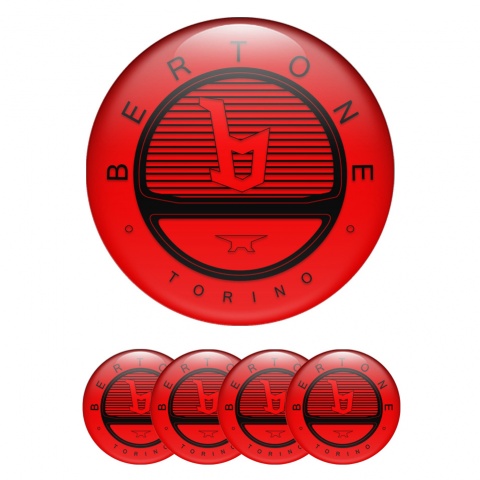 Opel Bertone Wheel Emblem for Center Caps Red Black Logo