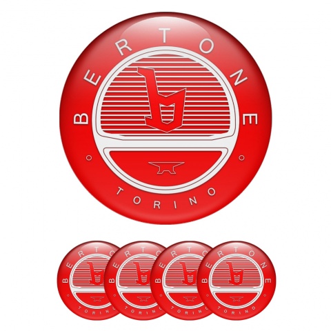 Opel Bertone Wheel Emblem for Center Caps Red White Logo