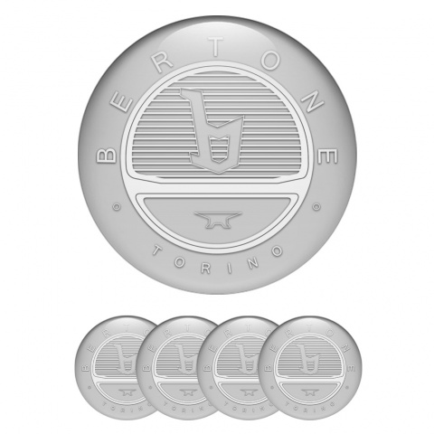 Opel Bertone Wheel Stickers for Center Caps Grey White Logo