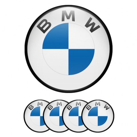BMW Wheel Emblem for Center Caps White Base Black Ring