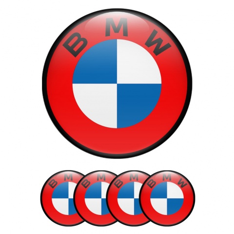 BMW Stickers for Wheels Center Caps Red Ring Classic Logo