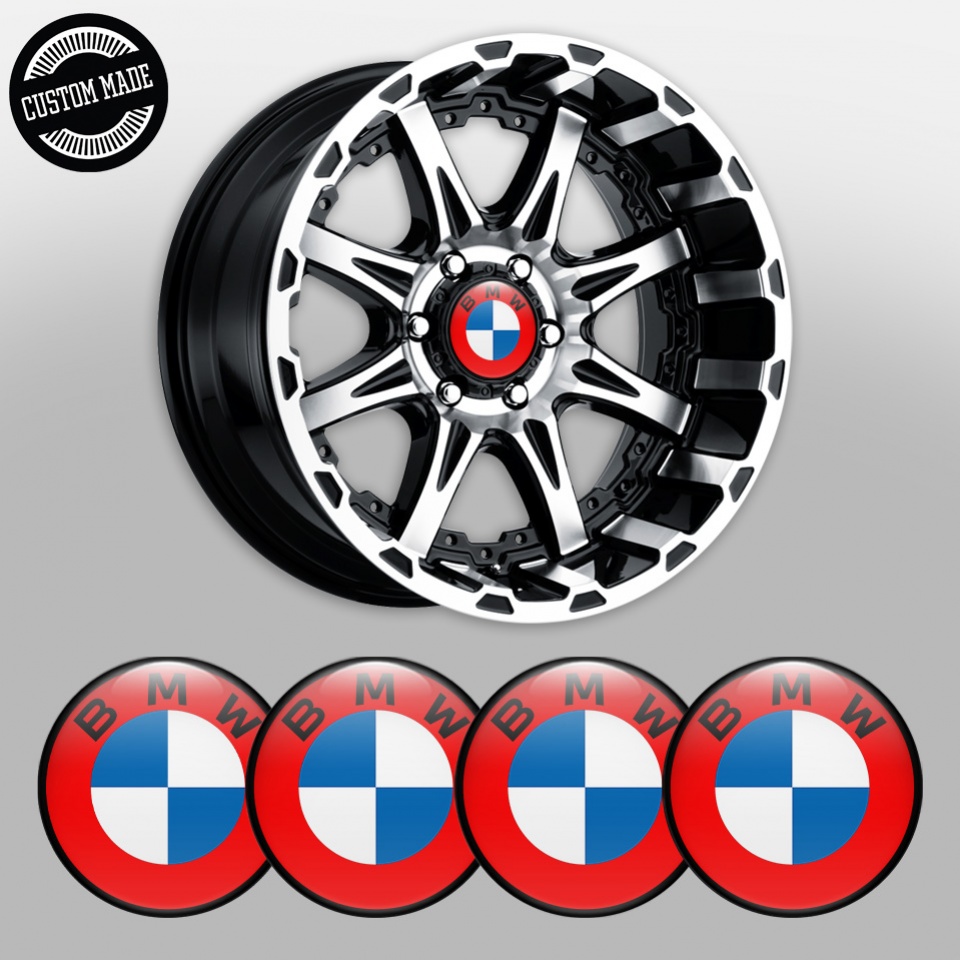 BMW Stickers for Wheels Center Caps Red Ring Classic Logo | Wheel ...