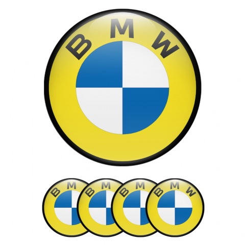 BMW Emblem for Wheel Center Caps Yellow Base Black Ring