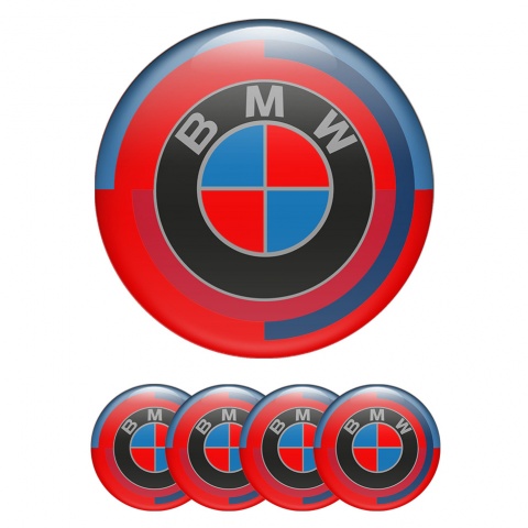 BMW Emblem for Center Wheel Caps Red Base Color Elements