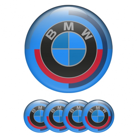 BMW Stickers for Center Wheel Caps Light Blue Black Center