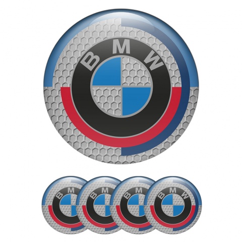 BMW Wheel Stickers for Center Caps Grey Honeycomb Design