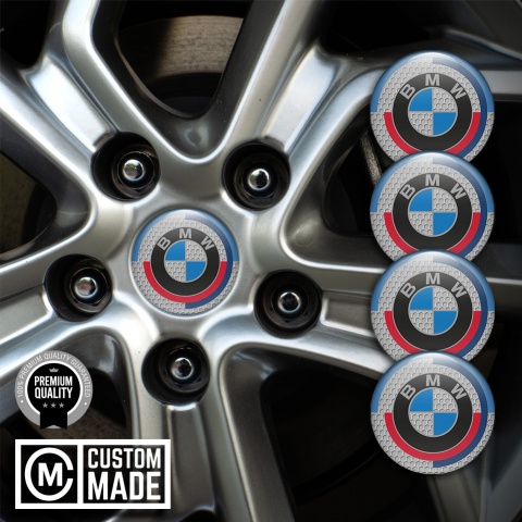 BMW Wheel Stickers for Center Caps Grey Honeycomb Design