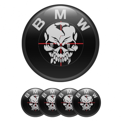 BMW Wheel Emblem for Center Caps Black Base Grey Skull