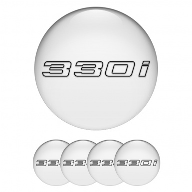 BMW Stickers for Wheels Center Caps 330i White Black Outline