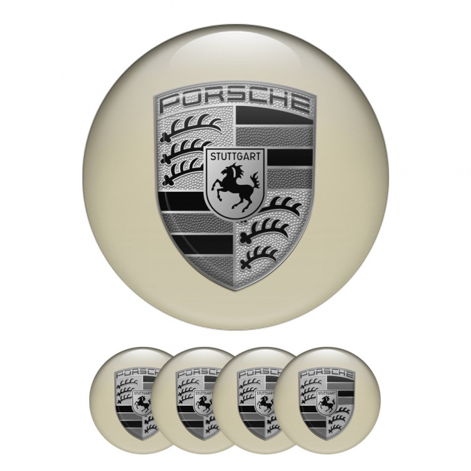 Porsche Silicone Stickers Gold Metallic 539 3D Grey Logo